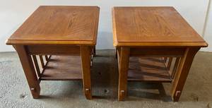 lot 28 image: Two Wooden Mission Style End Tables