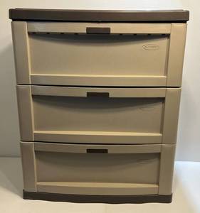 lot 35 image: Nice Heavy Plastic Three Drawer Storage Chest 36T x 30W x 19D