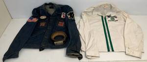 lot 49 image: Group Of Misc. Morton Motorcycle Items Shirt XL, Jean Jacket XL And Belt 36-40 