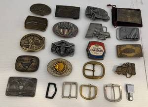 lot 71 image: Large Group Of Misc. Belt Buckles Including Remington And More