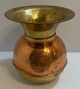 lot 84 image: All Famous Havana 5 Cent Cigars Copper And Brass Spittoon