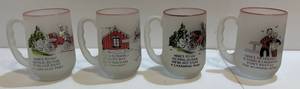 lot 88 image: 1950s Federal Glass Gay Nineties  Heres To Travel And More Frosted Beer Mugs Pink Rim