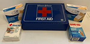 lot 103 image: Vintage Johnson & Johnson First Aid Kit With Misc. Contents And More