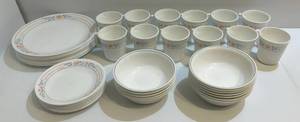 lot 144 image: Corelle By Corning Apricot Grove Dinner Set 48 Pcs. 126 34 Plates 12 6 14 Bowls 12 Cups 12 10 14 Dinner Plates
