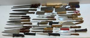 lot 148 image: Group Of Misc. Knives And Sharpeners Including Some Vintage