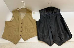 lot 164 image: Two Misc. Vests 1 Wilsons Leather Vest XL, 1 Hunters Vest Size 48L