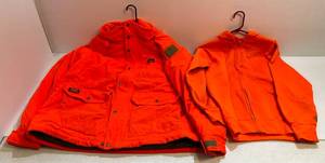 lot 173 image: Mountn Praire Blaze Orange Hunting Jacket XXL And Bassett Walker Zipper Blaze Orange Light Wieght Jacket XL