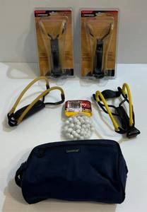 lot 181 image: Four Slingshots 3 Marksman Classic II Slingshots 2NIB, 1 Daisy Powerline With Ammo