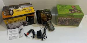 lot 193 image: Primos Camo 350-Yard Varmint Hunting Light Kit NIB Sealed & Cabelas 1 Million Candle Power Spotlight (Needs New Light Bulb)