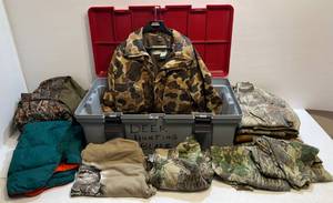lot 197 image: Group Of Misc. Camo Hunting Clothes And More Shirts XXL, Pants 40x30