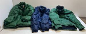 lot 211 image: Three Vintage Down-Filled Jackets 2 Puffy 1 Spacecraft Brand XL 1 Frostline Brand XL 1 Dash Classics Artic Expedition Xl (Needs Seam On Pocket Sewn)