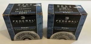 lot 235 image: 2 Boxes Of Federal 12 Ga. Shotgun Shells (Speed- Shok Steel) 3  1 18 Oz. 4 Shot (Full Boxes)