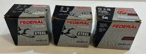 lot 240 image: 3 Boxes Of Federal 12 Ga. Shells 2 Classic Steel HV 2 34 1 14 Oz. 4 Shot 1 Magnum Steel Copper-Plated 3 BB Shot 1 18 Oz.