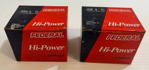 lot 251 image: 2 Boxes Of Federal Hi-Power .410 Ga. Shot Shells 3 1116 Oz. 7 12 Shot (1 Box Full 25 Shells 1 Box 24 Shells)