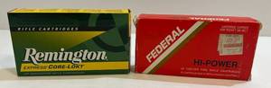 lot 268 image: 2 Boxes Of 300 WIN. Rifle Cartridges 1 Remington Express Core-Lokt 180 Gr. Core-Lokt PSP ( Full Box 20 Cartridges) 1 Federal Hi-Power 300 Whinchester Magnum 180 Gr. Soft Point Hi-Shok Bullet (Full Box 20 Cartridges)