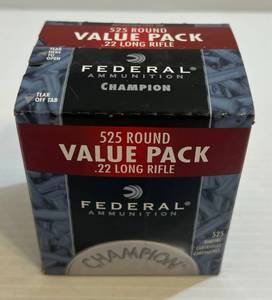 lot 275 image: Box Of Federal Champion, 22 LR, 36 Grain,  Hollow Point Ammunition (525 Rounds)