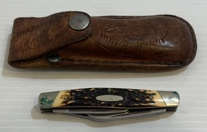 lot 300 image: Vintage Sears Craftsman Folding Pocket Knife With Sheath