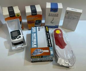 lot 321 image: Group Of Misc. Medical Devices Including Blood Pressure Monitors, Non- Contact Infrared Thermometer And More (All New In Box Except One Blood Pressure Monitor)