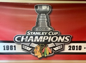 lot 27 image: Huge Chicago Blackhawks Hockey Stanley Cup Championship Banner