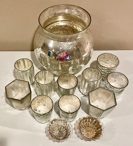 lot 251 image: Pottery Barn and West Elm Vase and Votive Candle Holders