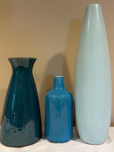 lot 134 image: Trio Of Beautiful Blue West Elm Vases