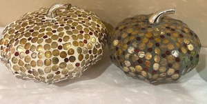 lot 150 image: Three Decorative Glass Pumpkins