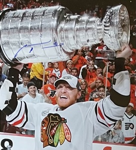 lot 296 image: Chicago Blackhawks Hockey Stanley Cup Championship Framed Photograph Autographed by Marion Hossa