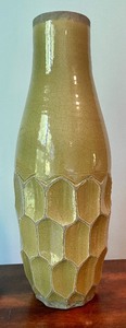 lot 302 image: West Elm Vase, Pottery Barn Candle and Metal Candle Lantern