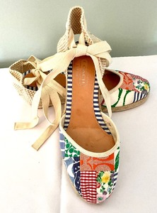 lot 313 image: Patchwork Wedge Espirales Sandals by Coach