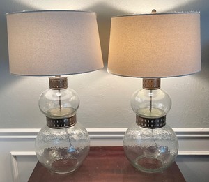 lot 27A image: Pair of Pottery Barn Table Glass Lamps
