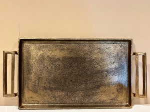 lot 193 image: Serving Tray & West Elm Snowball Wreath