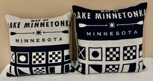 lot 210 image: 2 Double Sided Map of Lake Minnetonka Throw Pillows