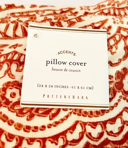 lot 78A image: Pottery Barn - Orange and White Pillow Cover