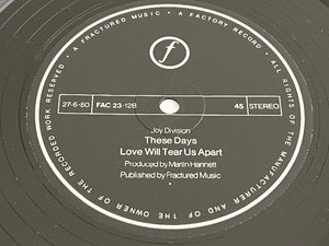 lot 42C image: Record LP Joy Division Love Will Tear as Apart
