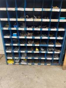 lot 11 image: 112 Bin Blue Metal Parts Cubby