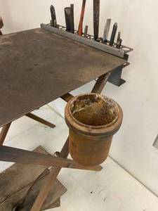 lot 36 image: Forge Blacksmith Table and Leather Apron
