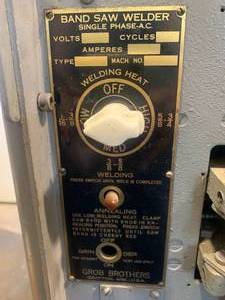 lot 106 image: GROB Band Saw with Blade Welder