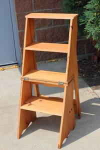 lot 54 image: Solid Wood Step Ladder Folding Chair