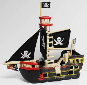 lot 55 image: Le Toy Van Wooden Barbarossa Toy Pirate Ship Very Nice