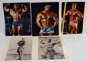 lot 57 image: Jeff Poulin & Jay Cutler Lot Of 5 Autograph Bodybuilder Pictures
