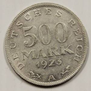 lot 67 image: 1923 Germany 500 Mark Coin Deutsches Reich