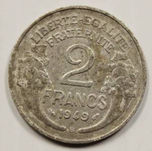 lot 68 image: 1949 France 2 Francs Coin