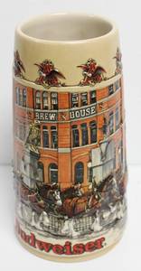 lot 94 image: Budweiser Vintage Ceramic Beer Stein St. Luis Brew House 7 12 Long