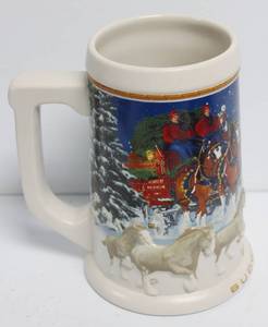 lot 97 image: Budweiser Collectable Large Ceramic Holiday Beer Stein