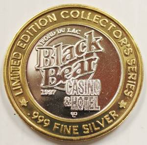 lot 4 image: 1997 Black Bear Casino One Ounce .999 Fine Silver Limited Edition Collectors Series