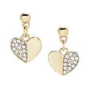 Christopher & Banks Rhinestone Heart Earrings & Golden Odyssey 14K Gold Plated 18 Singapore Chain