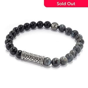 Lot of 2 Invicta Jewelry Mens Stainless Steel & Choice of Genuine Gemstone Stretch Bracelets