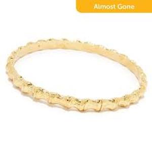 Golden Odyssey Platinum Plated 8 Bamboo Style Bangle Bracelet & Golden Odyssey 14K Gold Plated Open Link Toggle Bracelet
