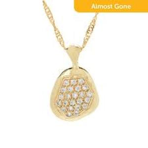 Golden Odyssey for Brilliante Simulated Diamond Pendant w 18 Chain & Earrings