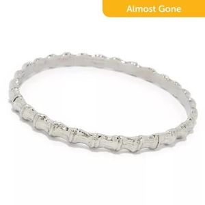 Golden Odyssey Platinum Plated 8 Bamboo Style Bangle Bracelet & Golden Odyssey 14K Gold Plated Open Link Toggle Bracelet